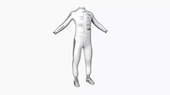 Racing Pilot Uniform A08 Gray - Character Clothing Design Low-poly 3D model