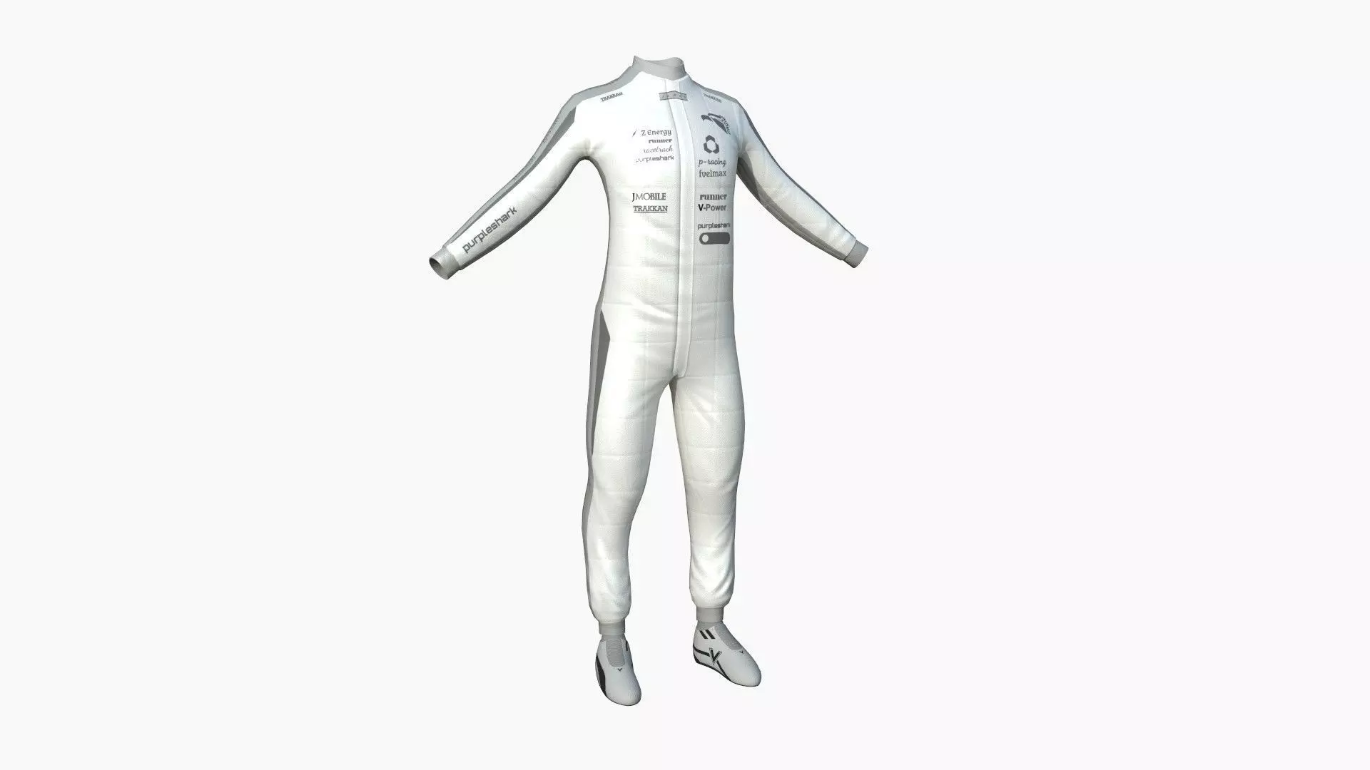 Racing Pilot Uniform A08 Gray - Character Clothing Design Low-poly 3D model_0