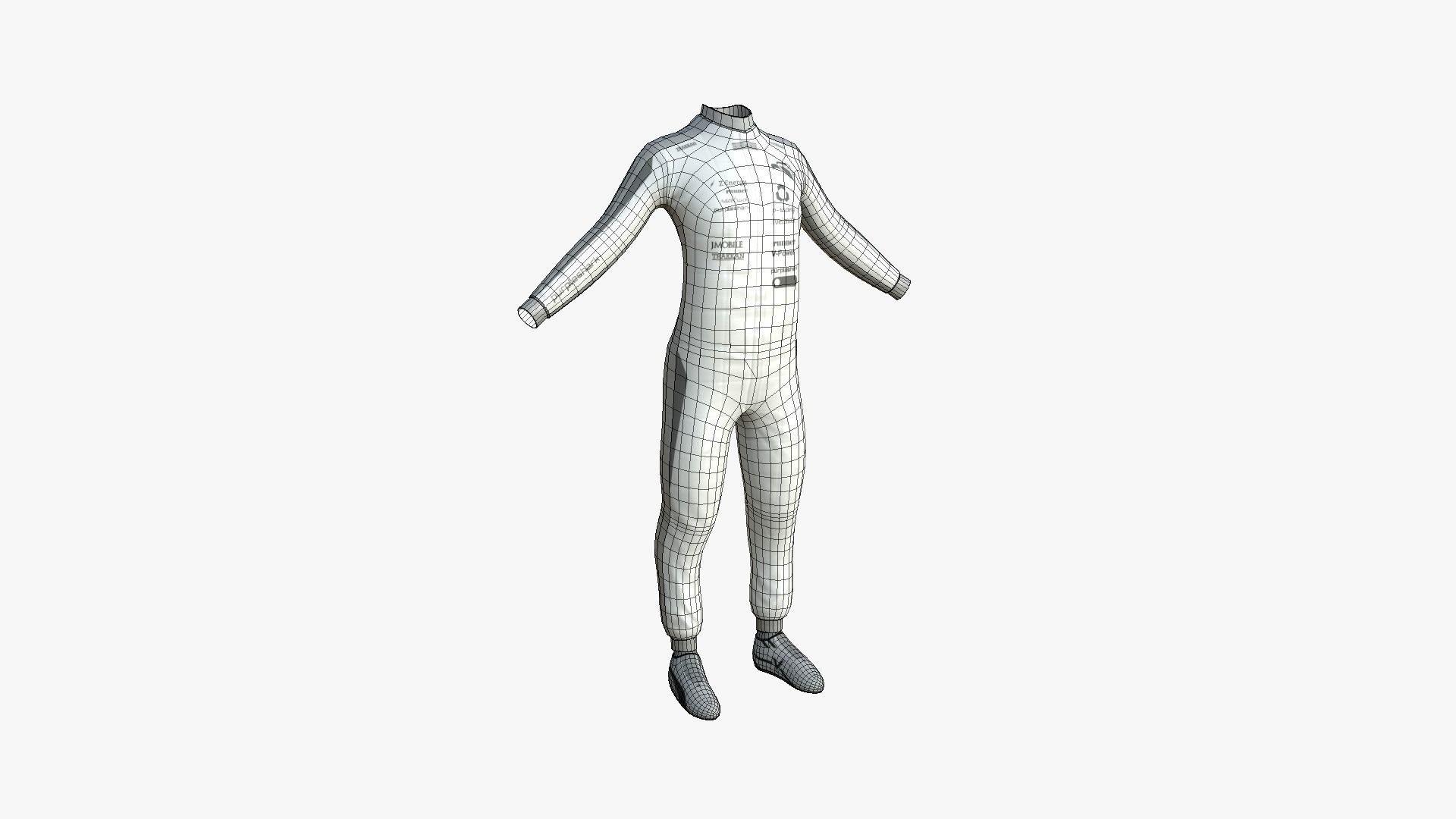 Racing Pilot Uniform A08 Gray - Character Clothing Design Low-poly 3D model_6