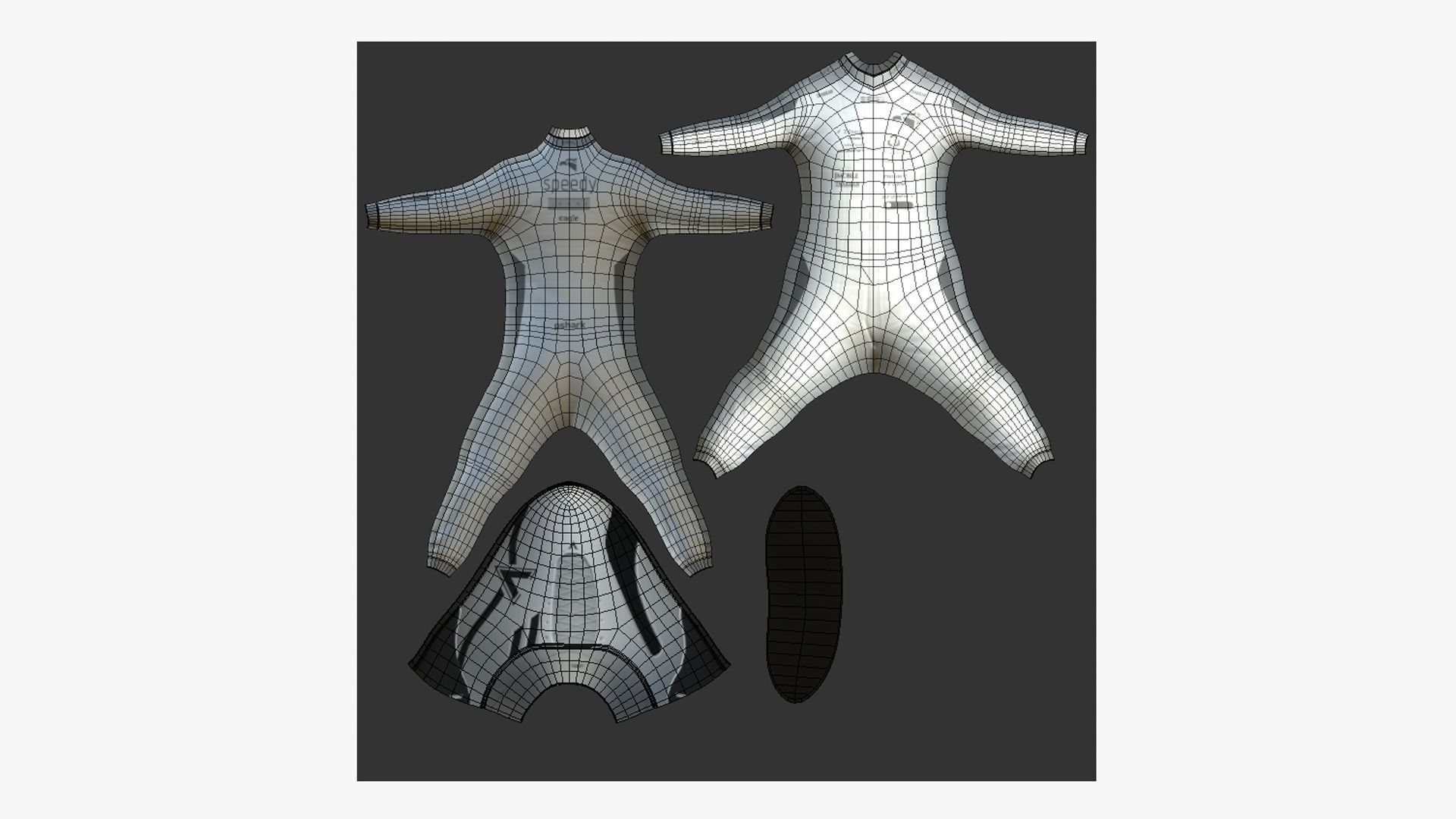 Racing Pilot Uniform A08 Gray - Character Clothing Design Low-poly 3D model_5