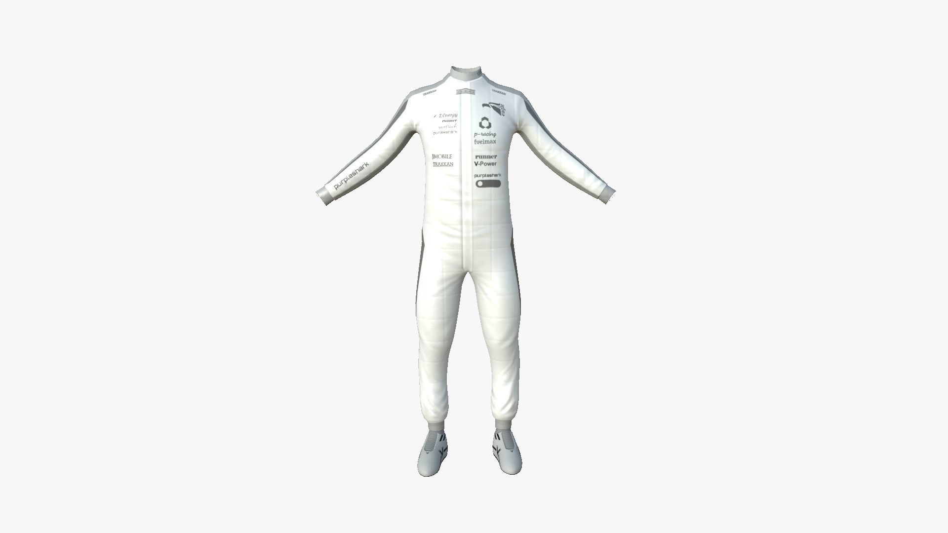Racing Pilot Uniform A08 Gray - Character Clothing Design Low-poly 3D model_1