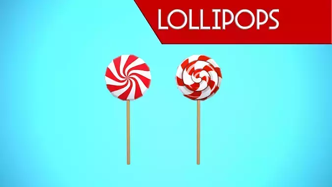 LOLLIPOPS CHRISTMAS CARTOON STYLIZED Low-poly 3D model