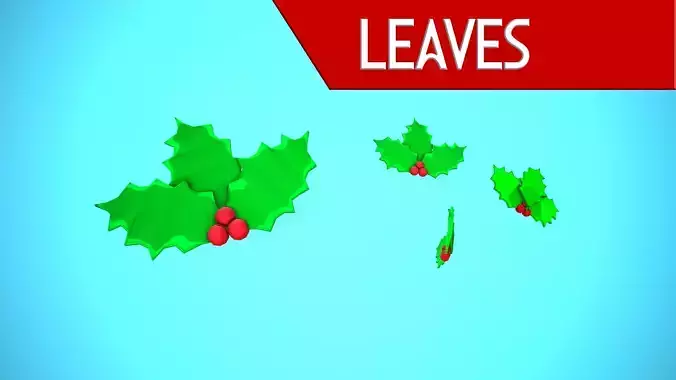 LEAVES CHRISTMAS CARTOON STYLIZED Low-poly 3D model