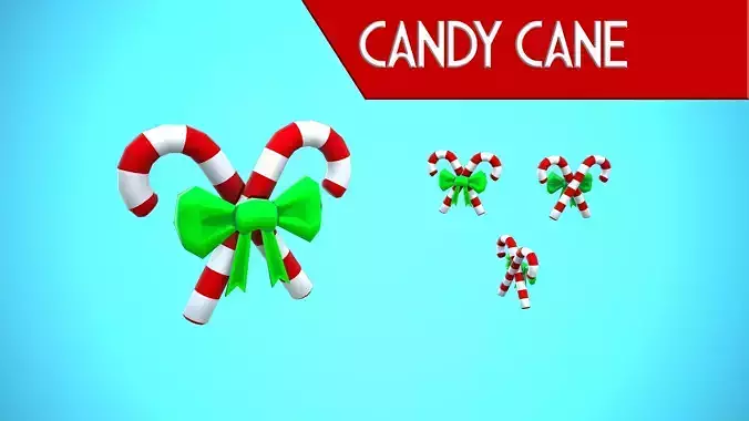 CANDY CANE WITH TIE CHRISTMAS CARTOON STYLIZED