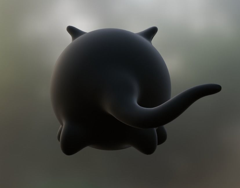 Little black cat Low-poly 3D model_2