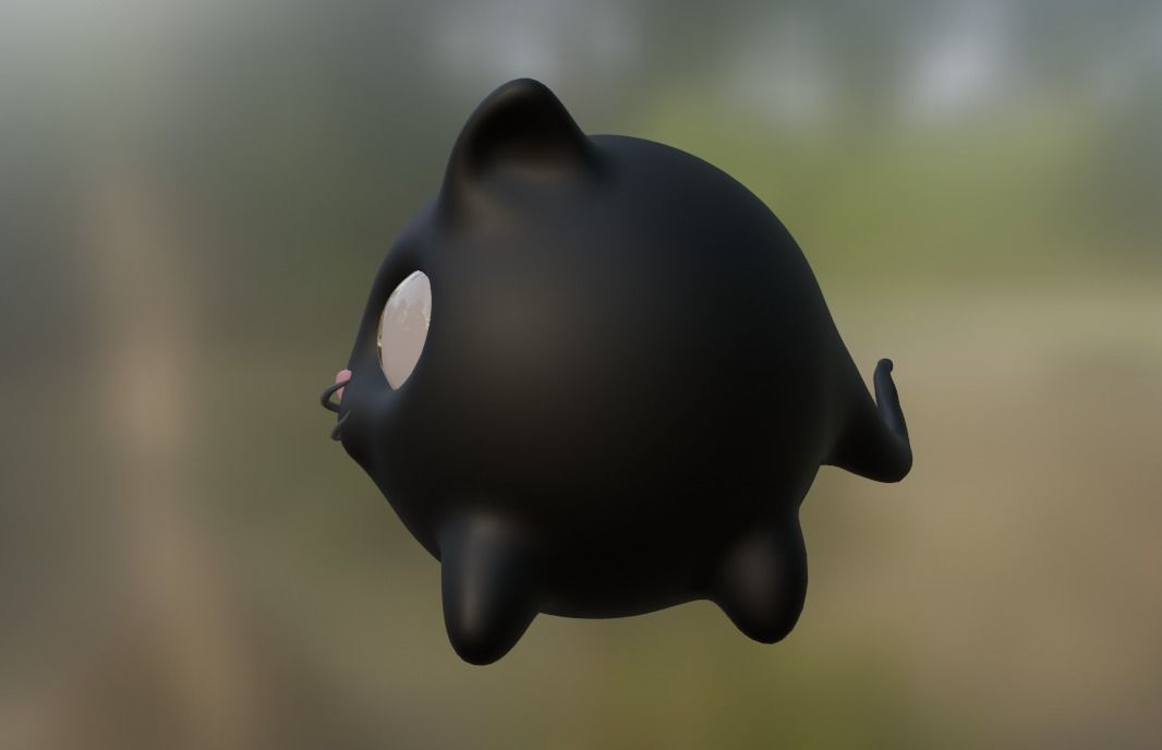 Little black cat Low-poly 3D model_1