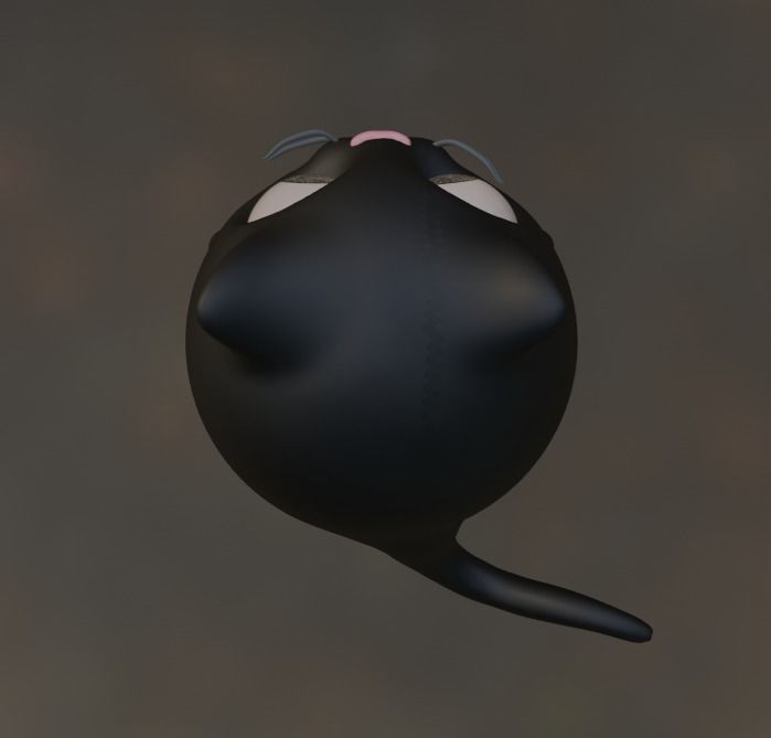 Little black cat Low-poly 3D model_3