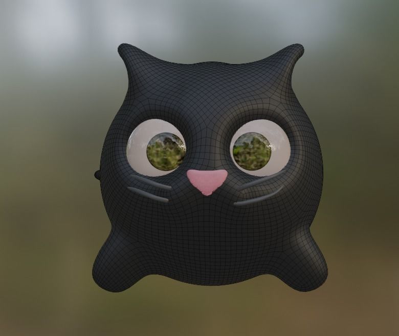 Little black cat Low-poly 3D model_6