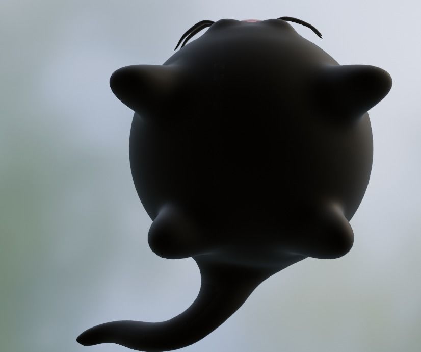 Little black cat Low-poly 3D model_5