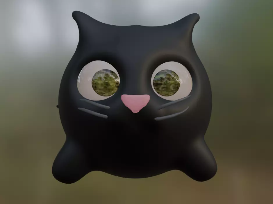 Little black cat Low-poly 3D model_0