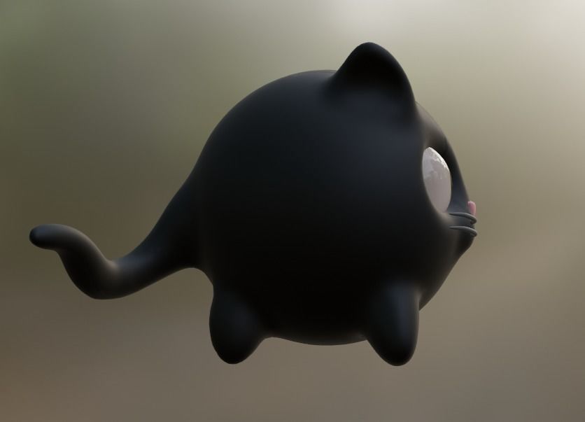 Little black cat Low-poly 3D model_4