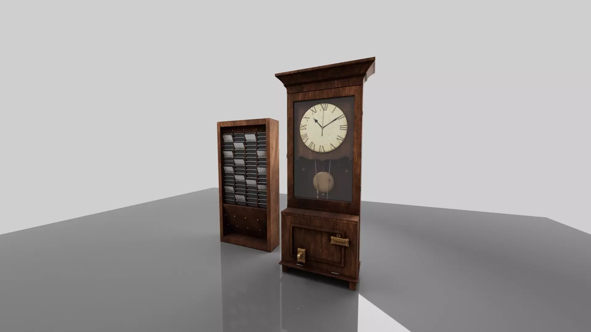 Old Cupboard and File Shelf Low-poly 3D model_0