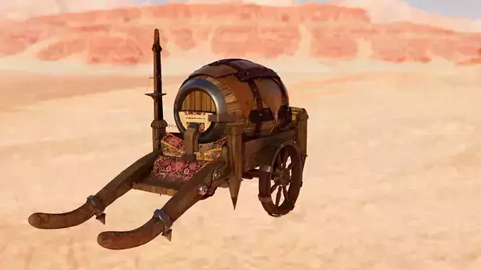 Old Wooden Cart carrying a barrel