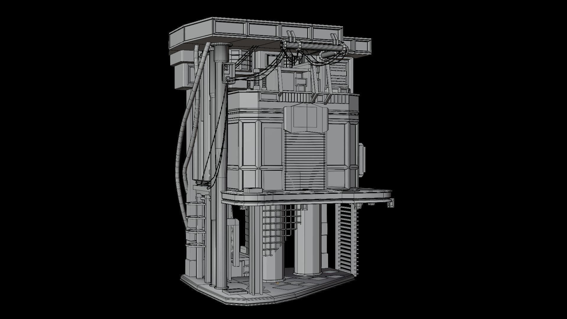 Sci Fi Cyberpunk Building Low-poly 3D model_1