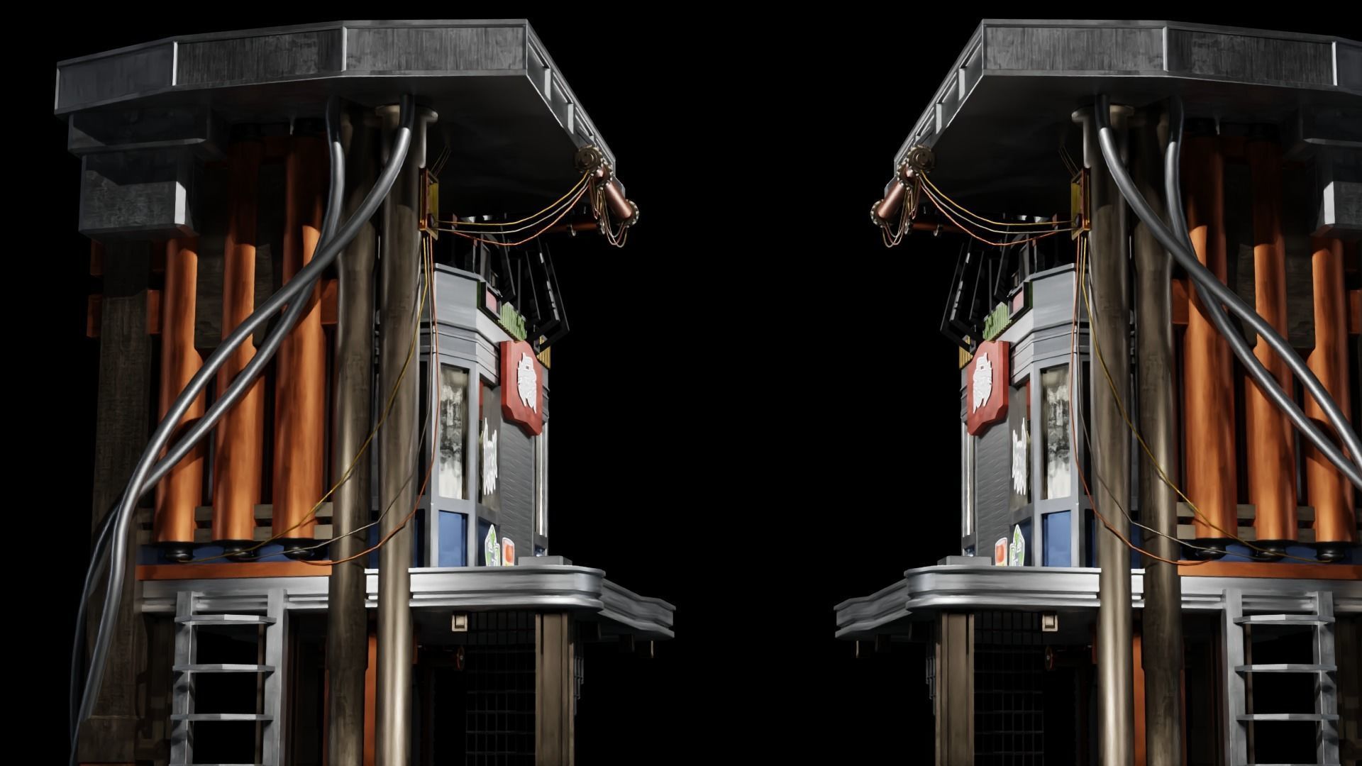 Sci Fi Cyberpunk Building Low-poly 3D model_6