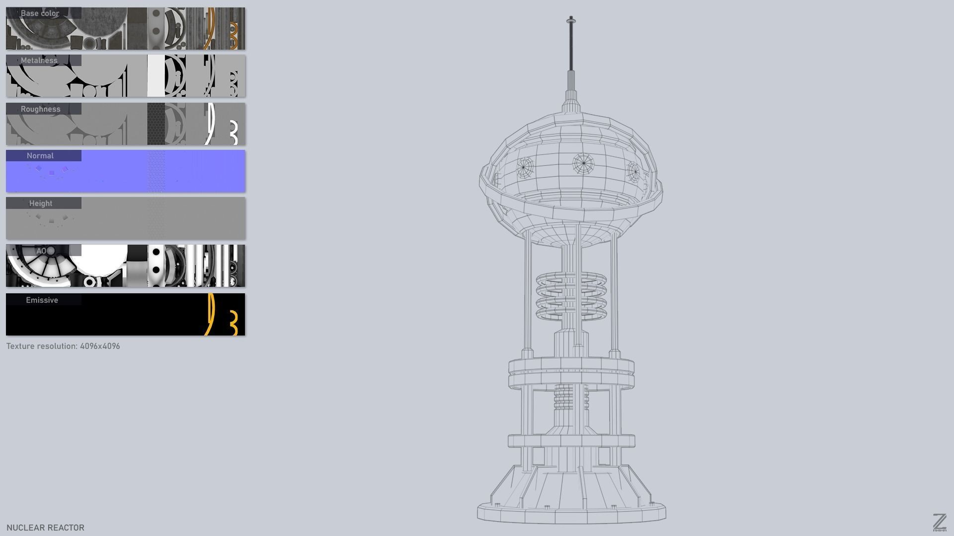 Nuclear reactor Low-poly 3D model_3