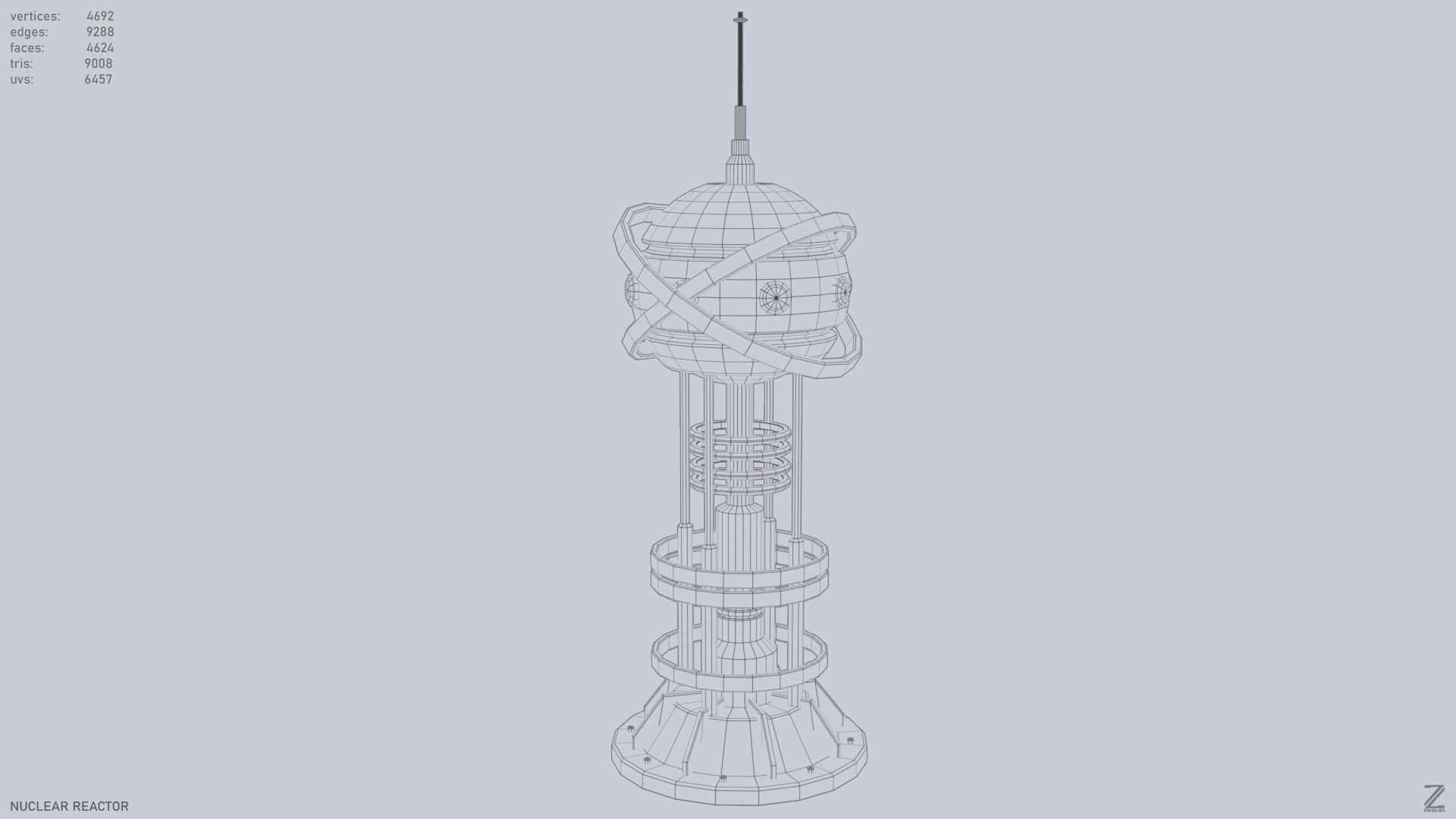 Nuclear reactor Low-poly 3D model_9