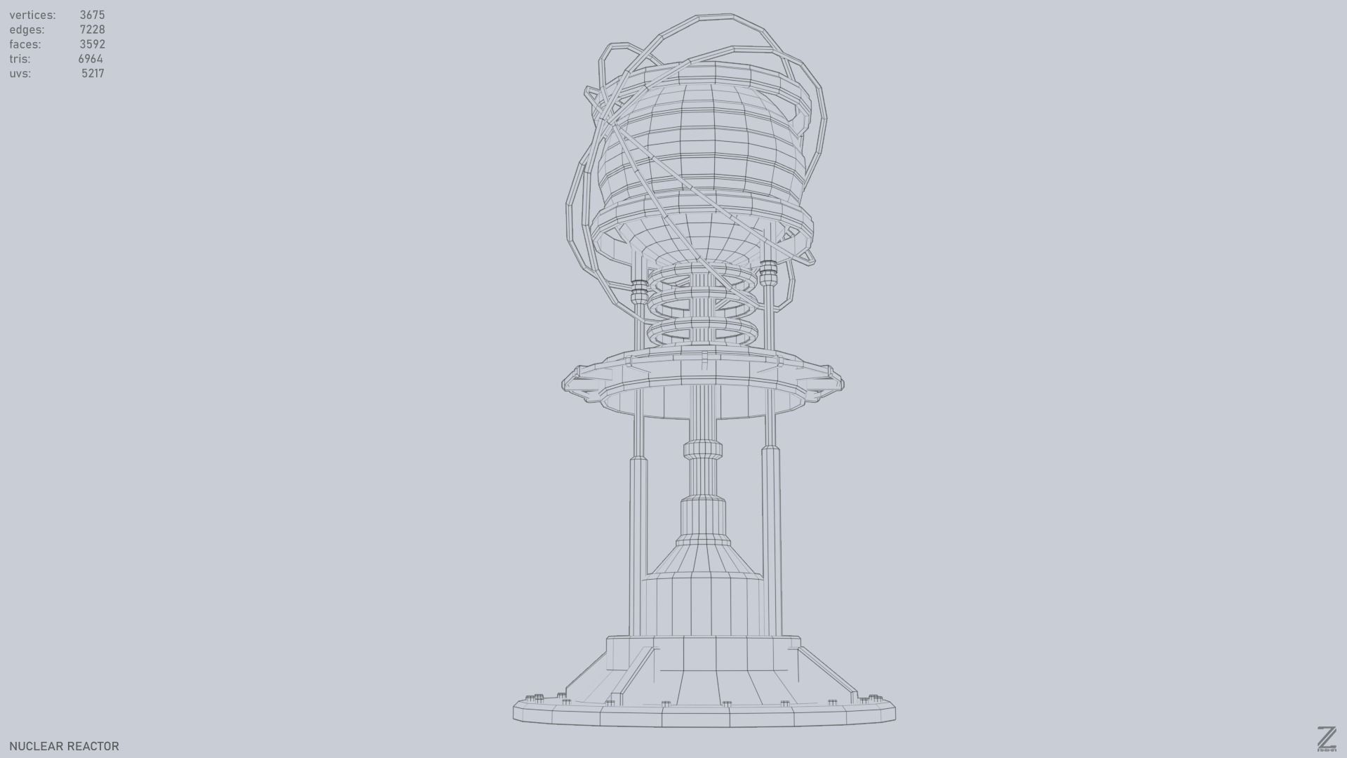 Nuclear reactor Low-poly 3D model_11