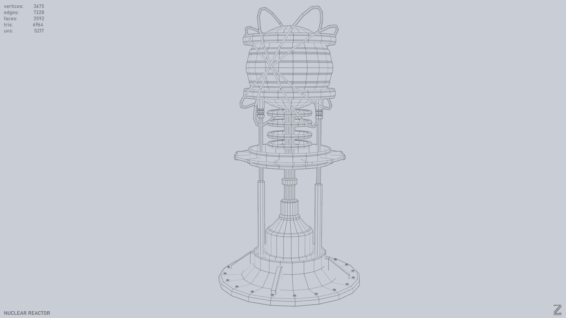 Nuclear reactor Low-poly 3D model_9
