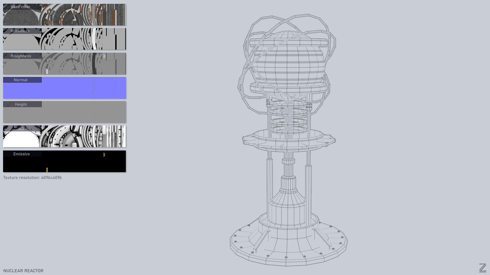 Nuclear reactor Low-poly 3D model_3