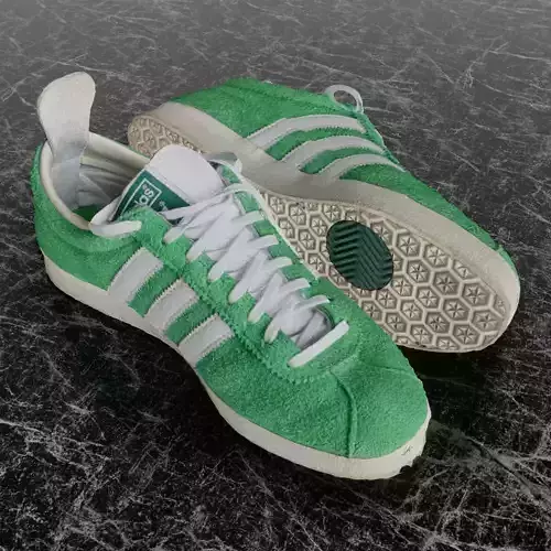 ADIDAS 3D SHOES - GAZELLE SERIES - SUEDE - GREEN Low-poly 3D model