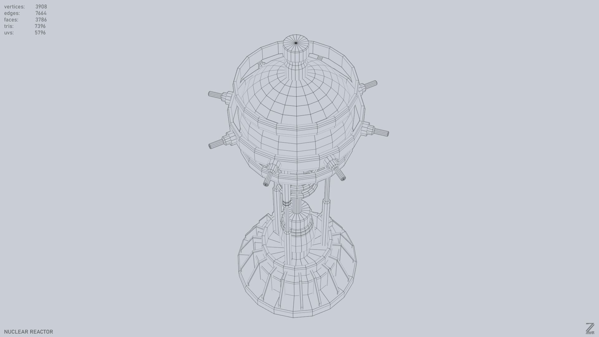 Nuclear reactor Low-poly 3D model_10