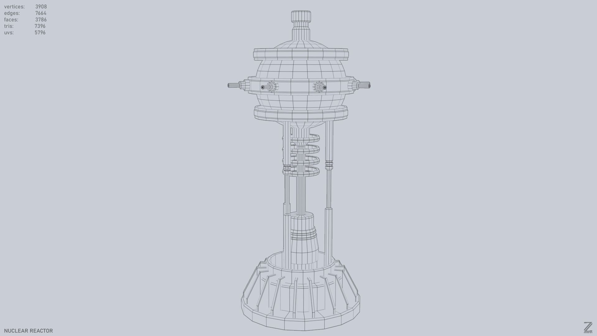 Nuclear reactor Low-poly 3D model_9