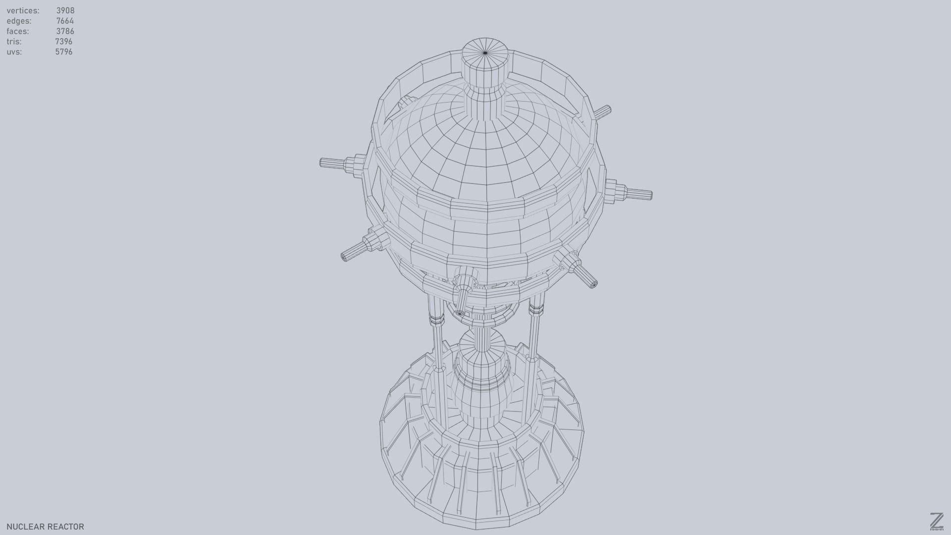 Nuclear reactor Low-poly 3D model_12