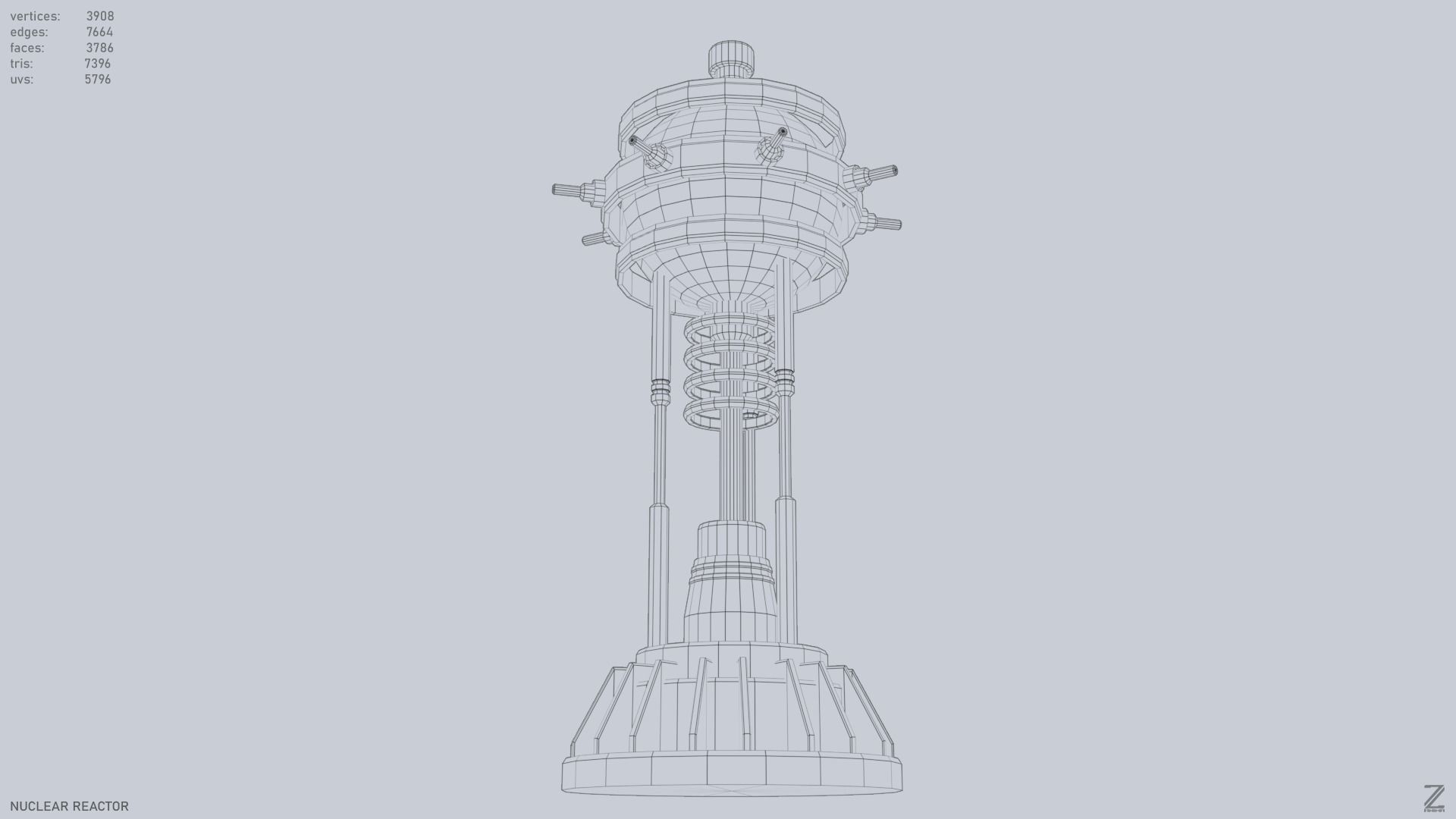 Nuclear reactor Low-poly 3D model_14