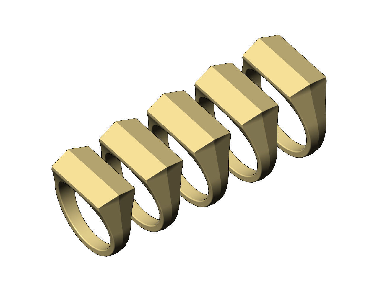 Faceted top tapered shank signet ring US sizes 7to11 3D print model_4