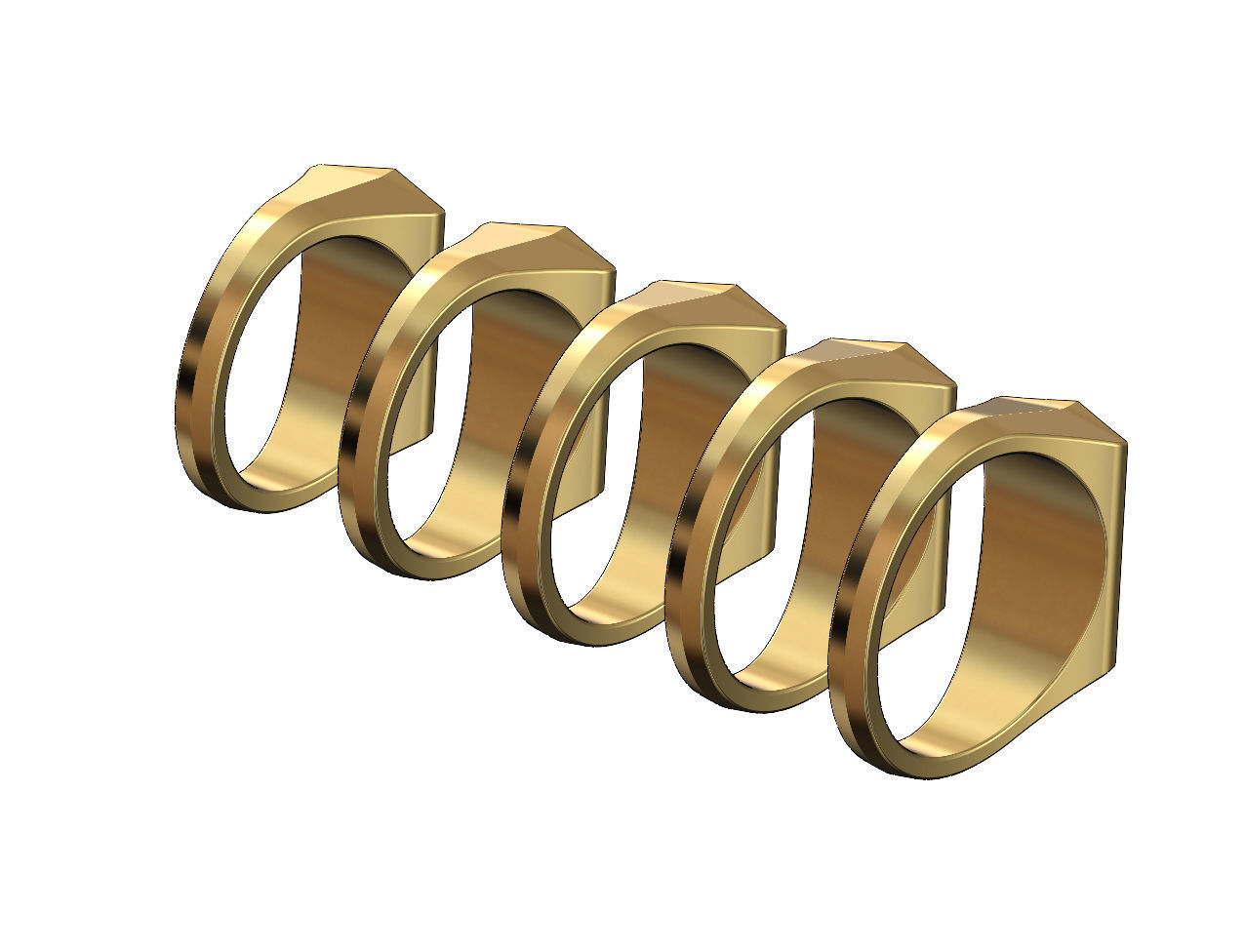 Faceted top tapered shank signet ring US sizes 7to11 3D print model_3