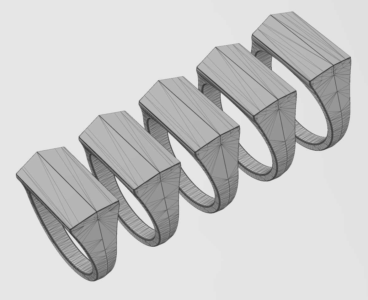 Faceted top tapered shank signet ring US sizes 7to11 3D print model_12