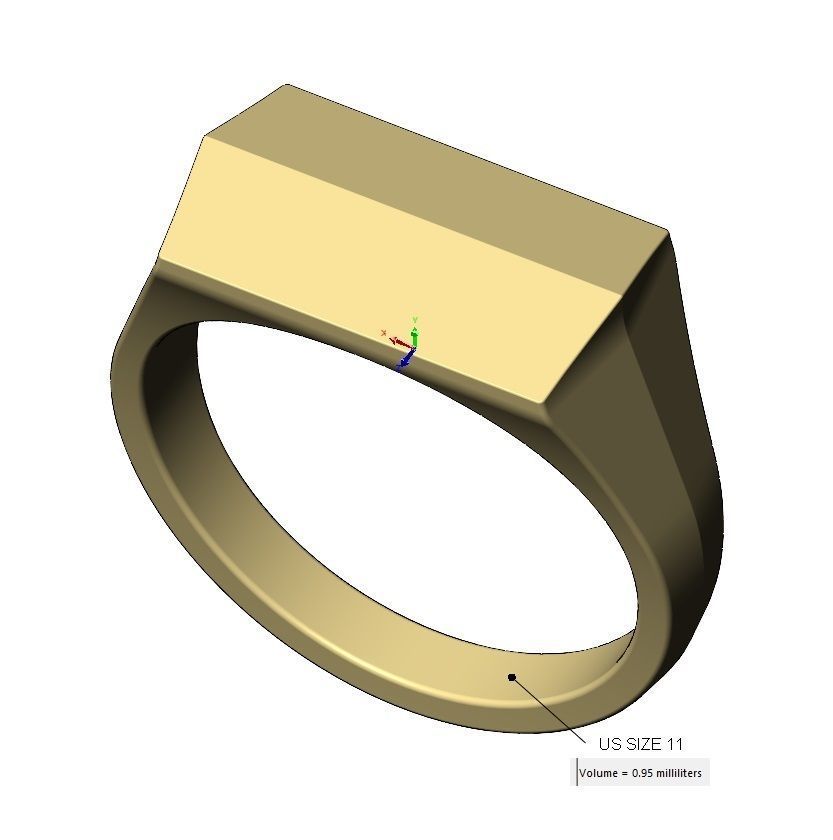 Faceted top tapered shank signet ring US sizes 7to11 3D print model_11