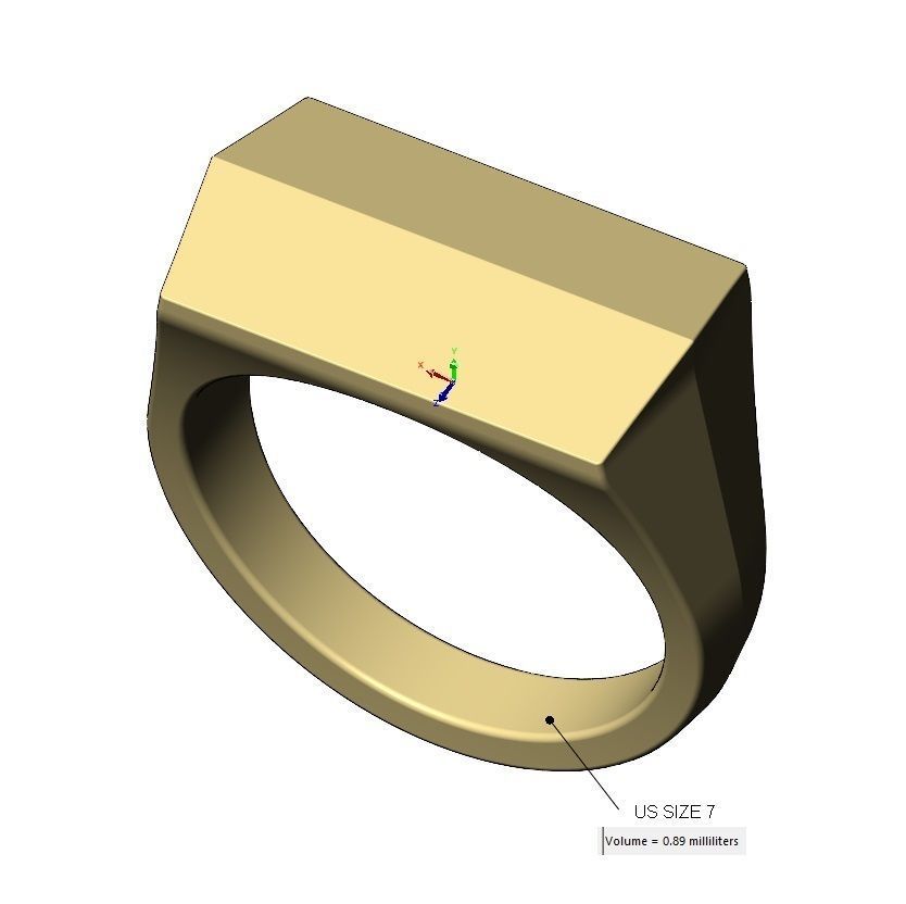Faceted top tapered shank signet ring US sizes 7to11 3D print model_15