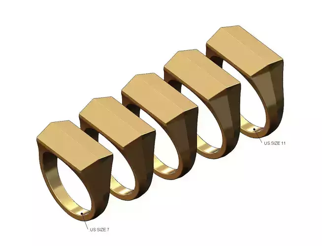 Faceted top tapered shank signet ring US sizes 7to11