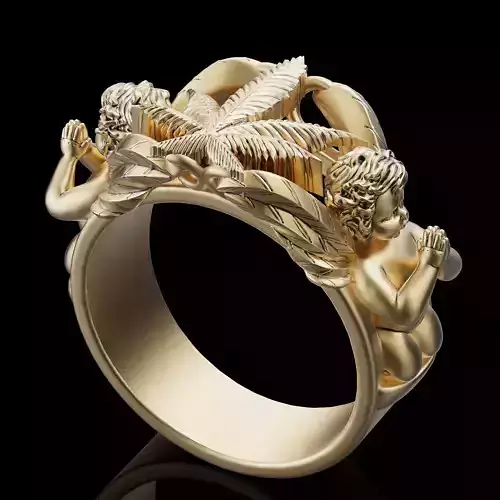 Zeus marijuana ring silver gold  printable jewelry 3D model