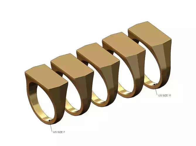 Rectangular tapered shank signet ring US sizes 7to11