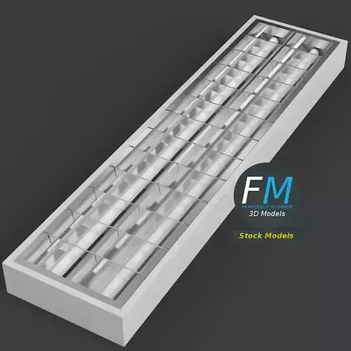 Rectangular troffer light fixture 3D model