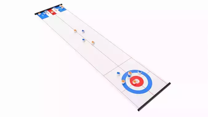 Curling and Shuffle Board Table Game 3D model
