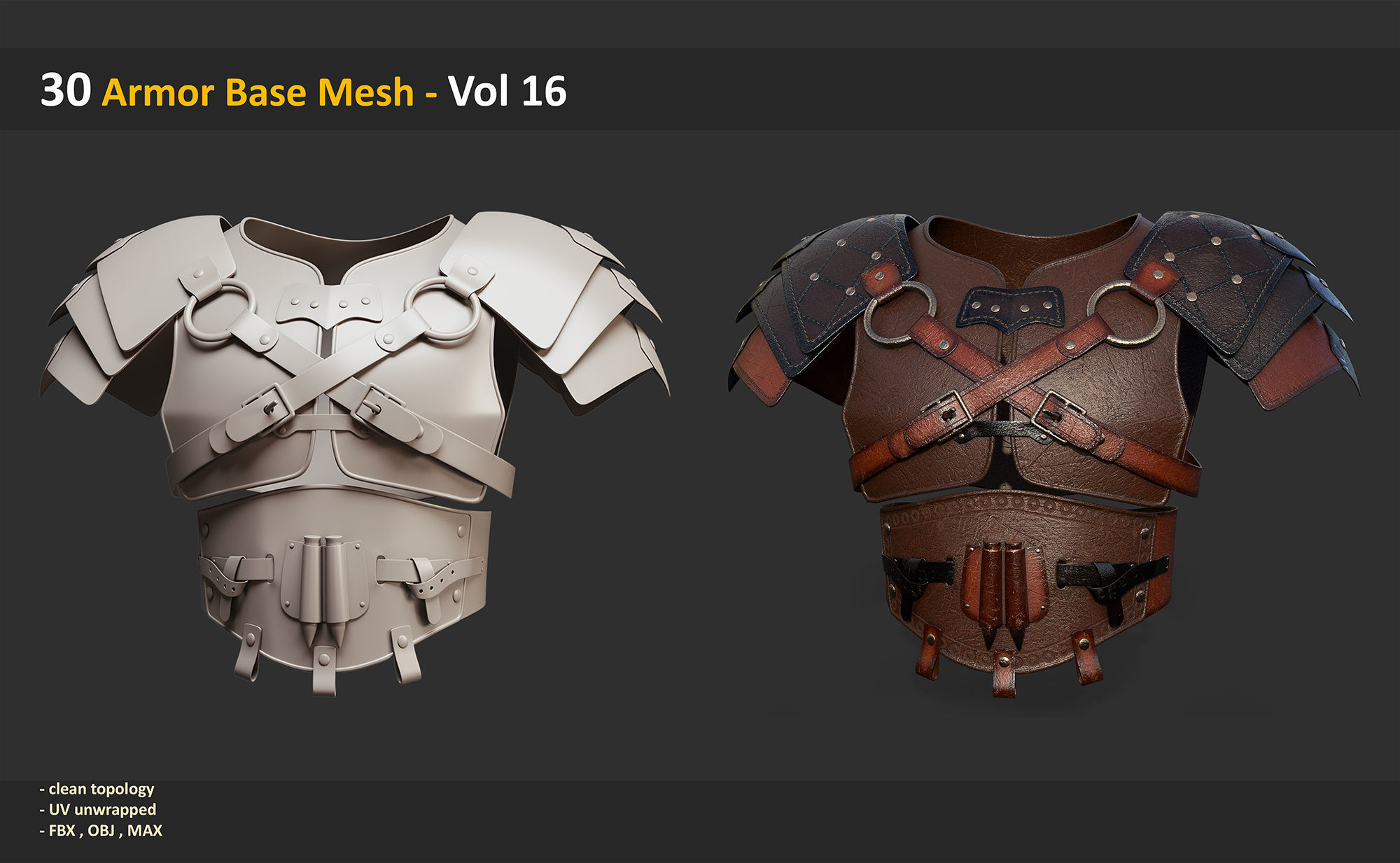30 Armor Base Mesh - Vol 16 Low-poly 3D model_1