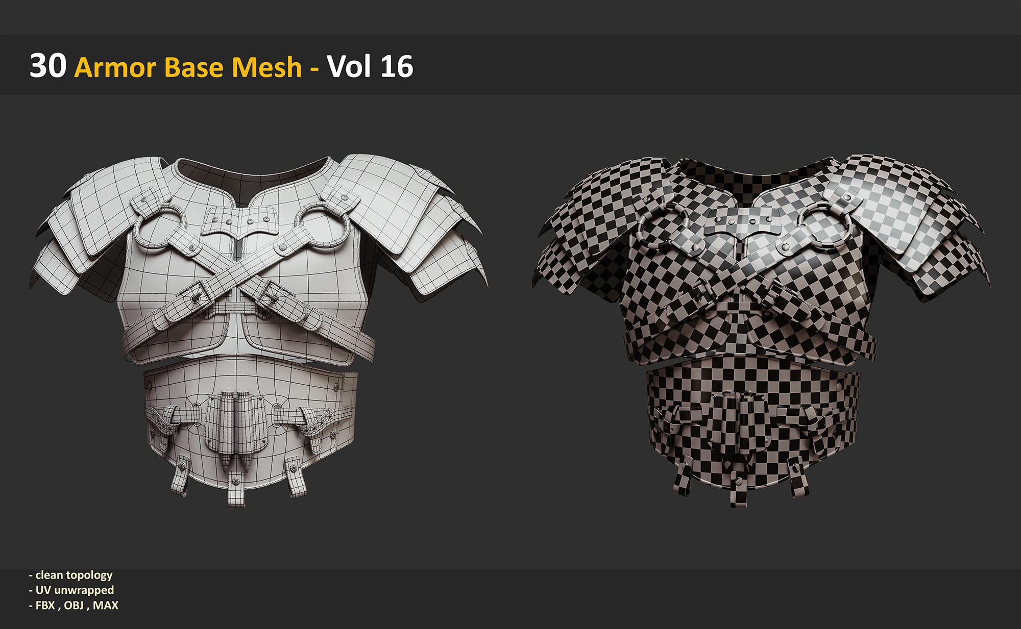 30 Armor Base Mesh - Vol 16 Low-poly 3D model_3
