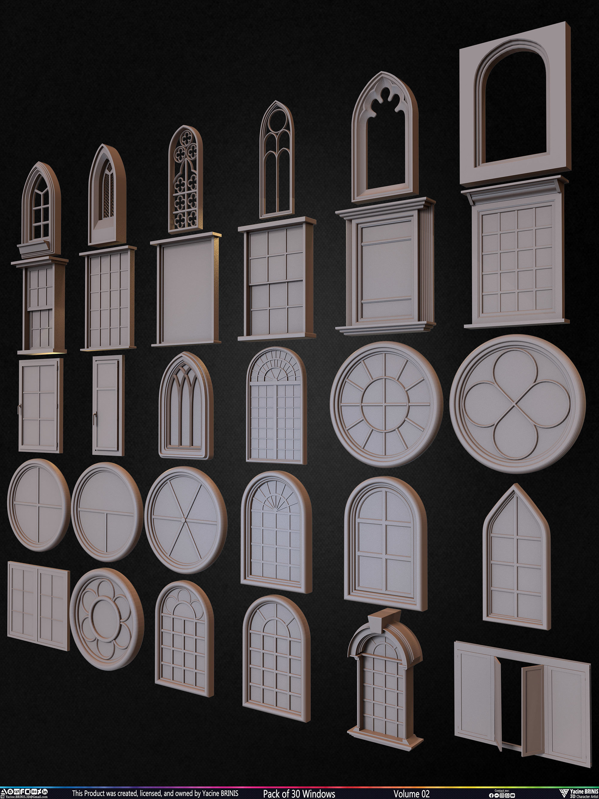 Pack of 30 Windows Volume 02 Low-poly 3D model_2