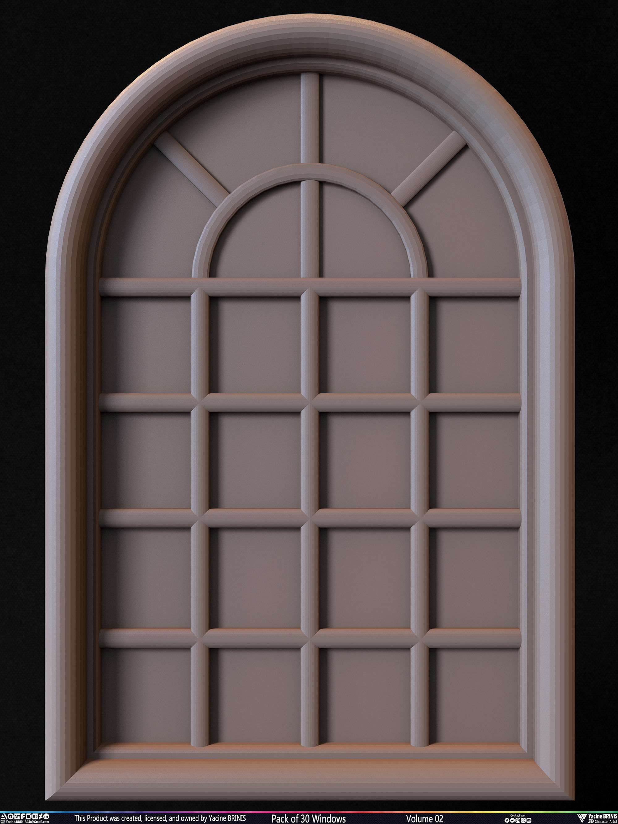 Pack of 30 Windows Volume 02 Low-poly 3D model_22