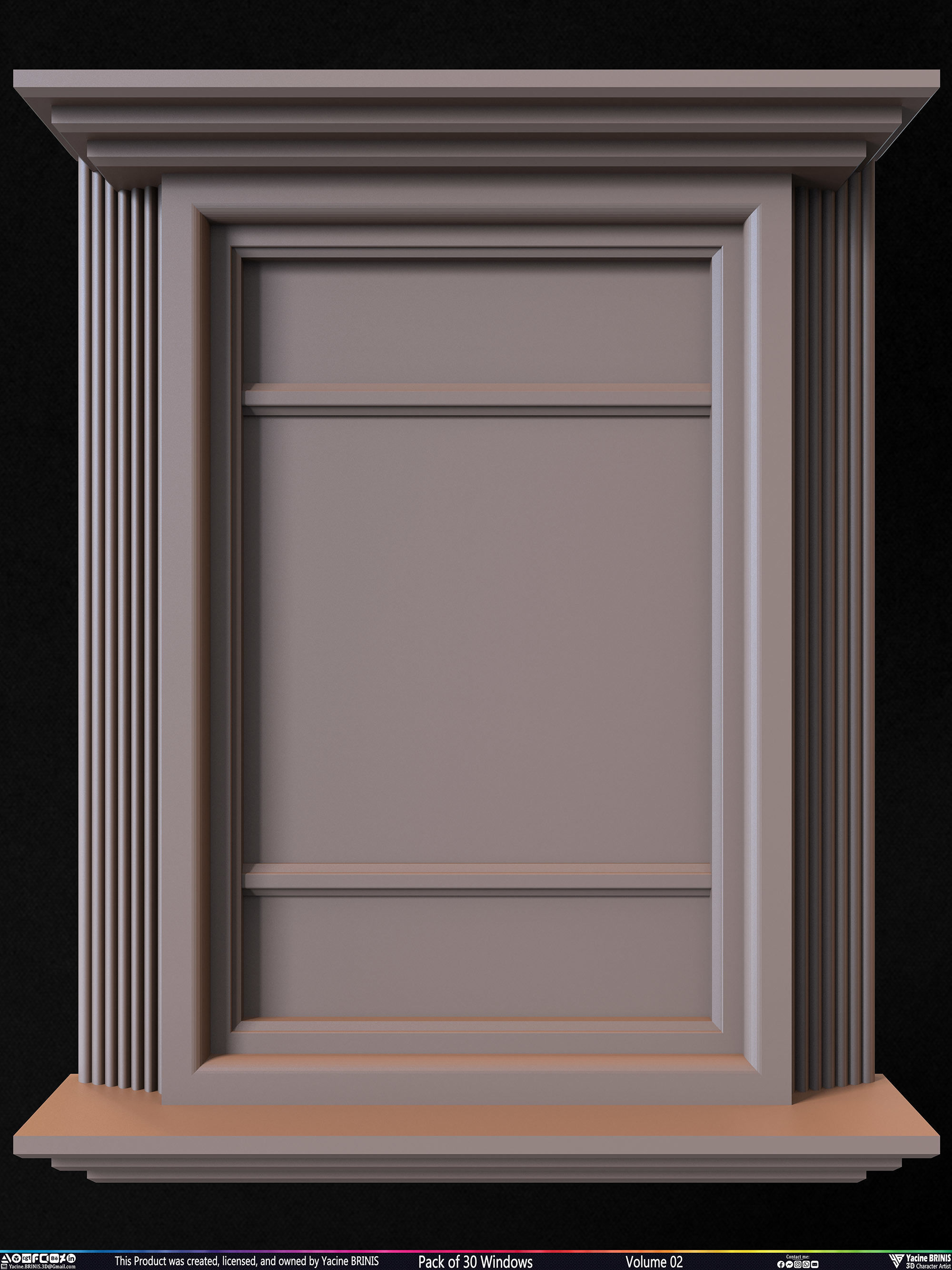 Pack of 30 Windows Volume 02 Low-poly 3D model_12