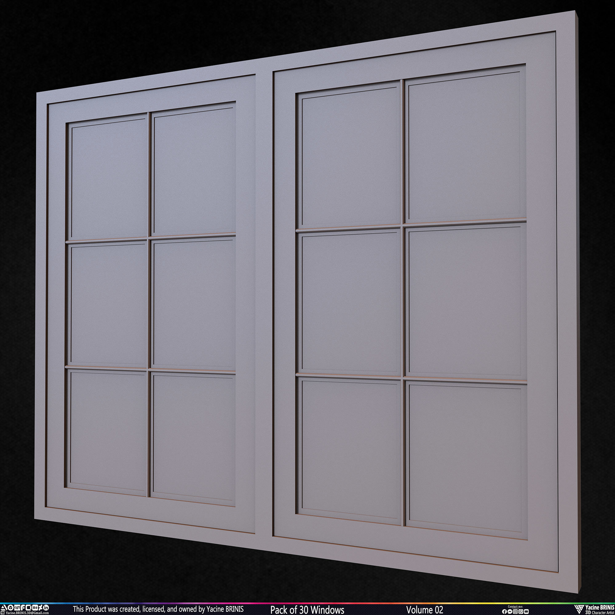 Pack of 30 Windows Volume 02 Low-poly 3D model_44
