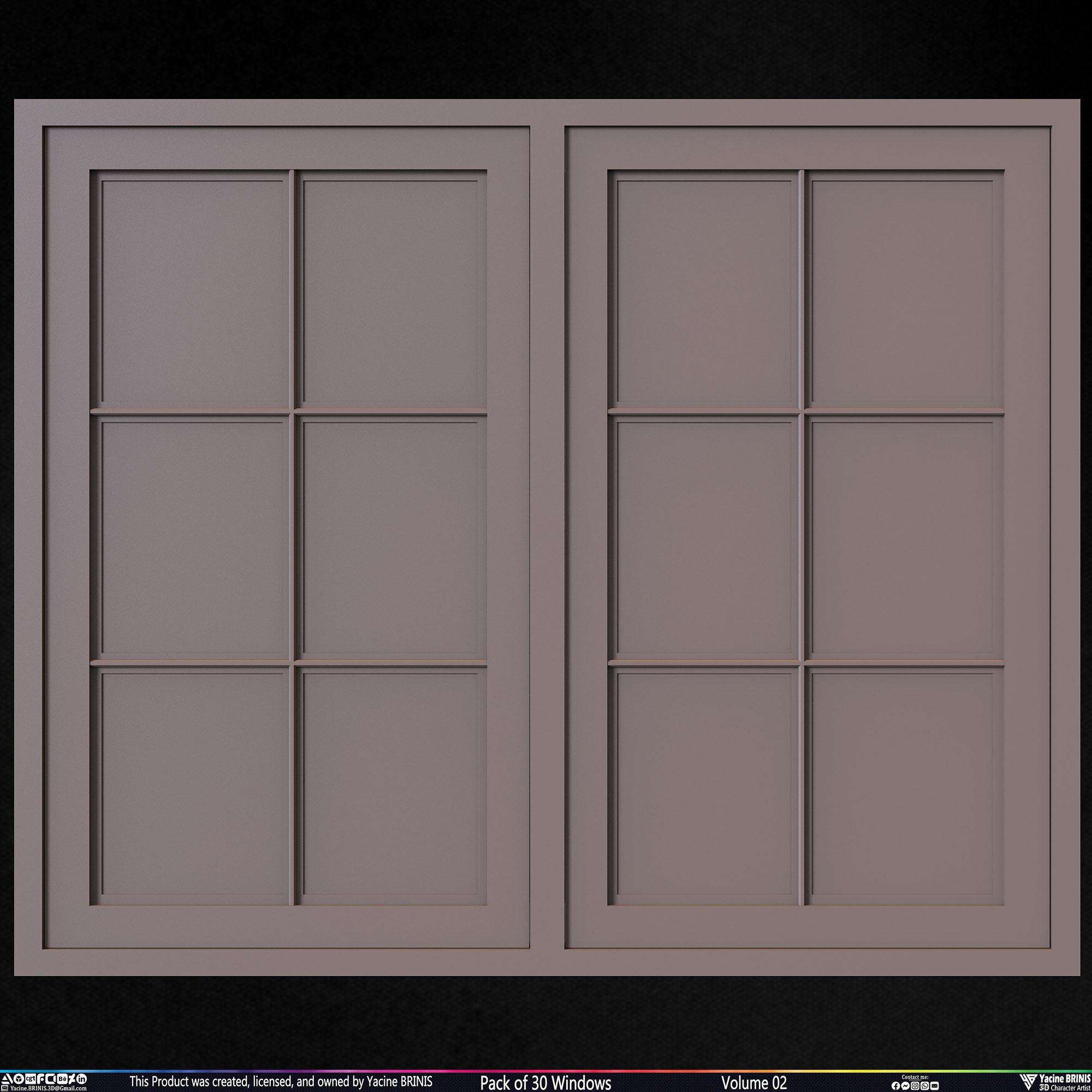 Pack of 30 Windows Volume 02 Low-poly 3D model_29