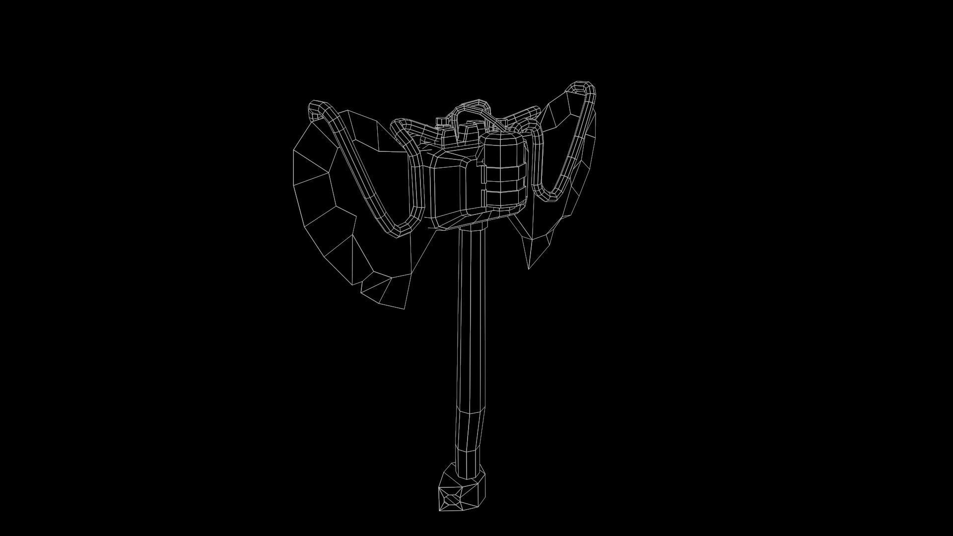 Axe Post-Apocalyptic style Low-poly 3D model_7