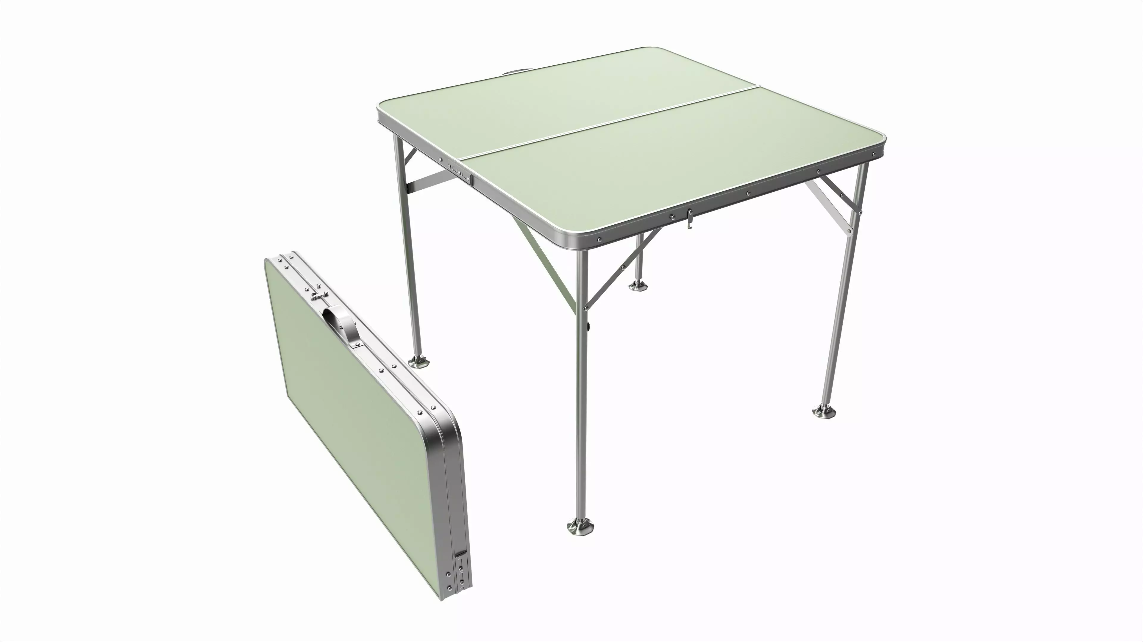 Folding camping table folded and unfolded 3D model