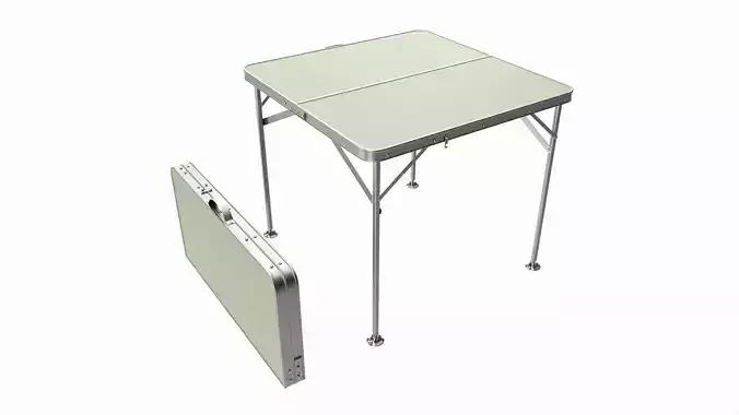 Folding camping table folded and unfolded 3D model