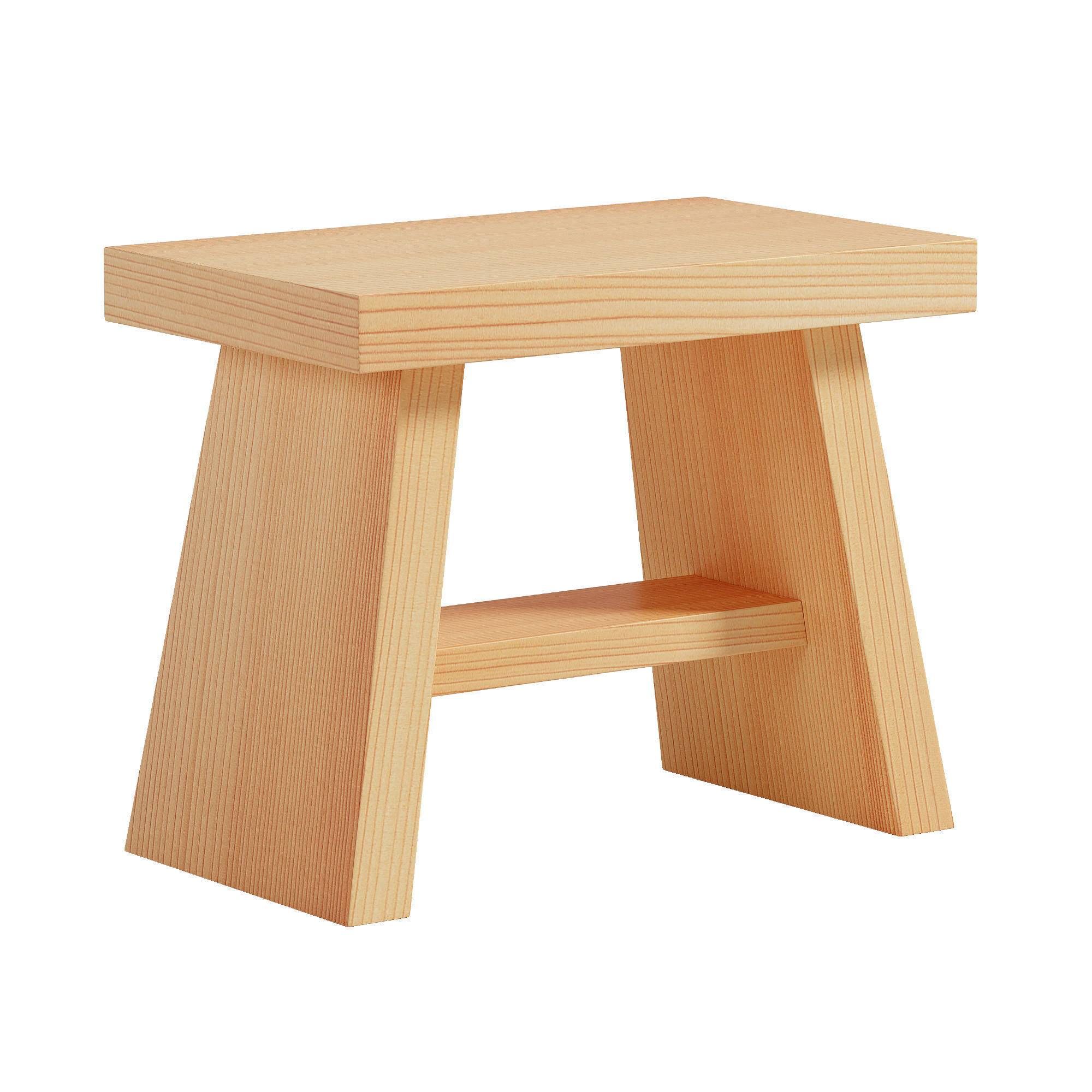 Hinoki Bath Stool Low-poly 3D model_5